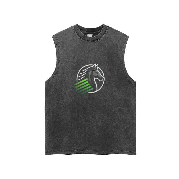 Streetwear Unisex Snow Washed Frayed Hem Tank Top