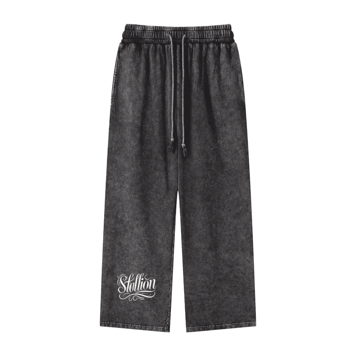 Acid Wash Straight Leg Pants - 360 GSM