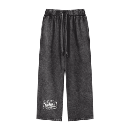Acid Wash Straight Leg Pants - 360 GSM